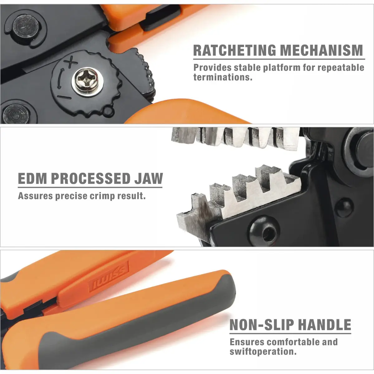IWISS SN-2549 Ratcheting Wire Crimping Tool for Dupont & JST Terminals, AWG28-18 (0.08-1.0mm²) | Precision Crimping Pliers - view 4