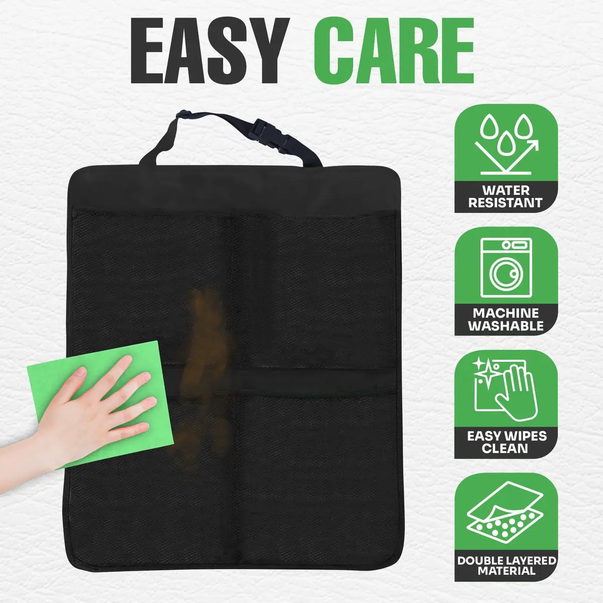 lebogner Back Seat Cover for Kids + 4 Pocket Organizer | Waterproof X-Large Car Seat Protector (19" x 27") - view 4