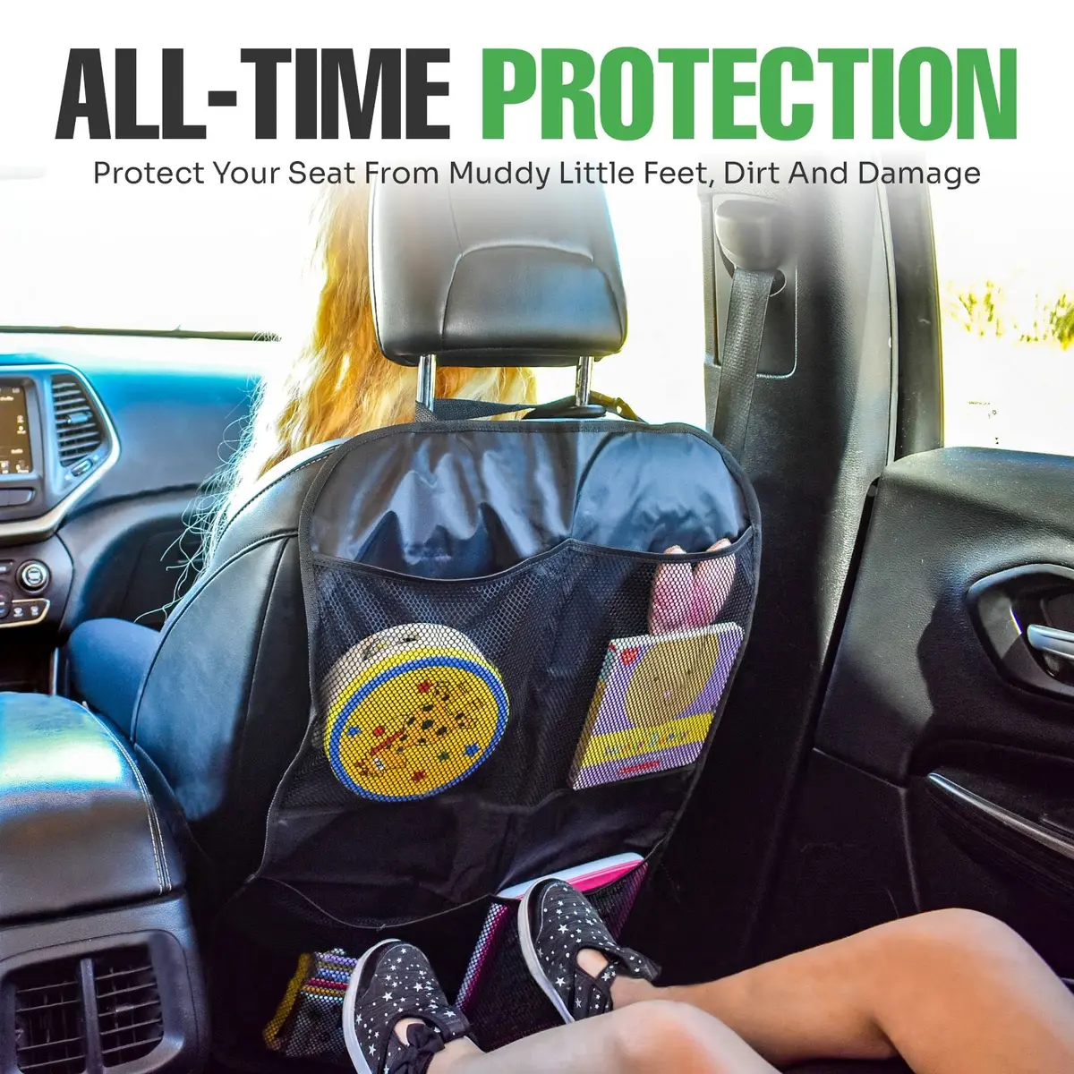 lebogner Back Seat Cover for Kids + 4 Pocket Organizer | Waterproof X-Large Car Seat Protector (19" x 27") - view 2