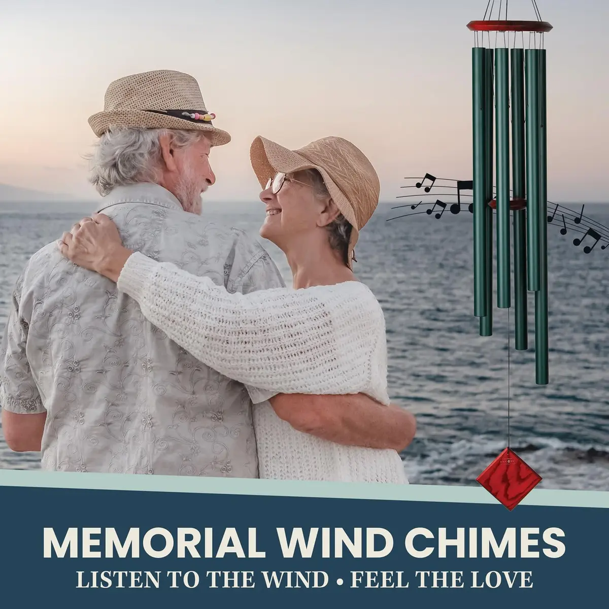 Woodstock Chimes Neptune Wind Chime for Outside 54" Evergreen | Deep Tone Sound for Garden & Patio - view 6