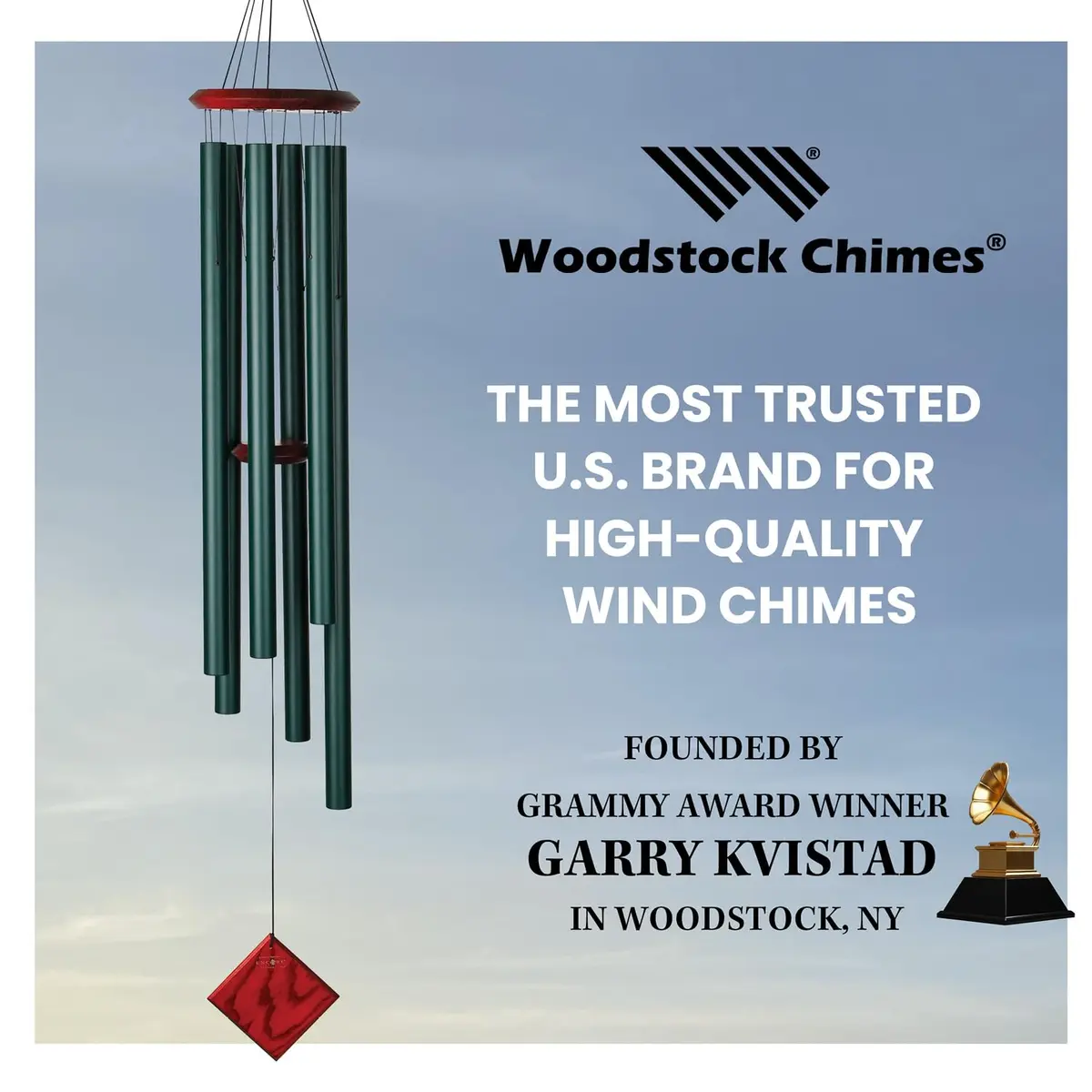 Woodstock Chimes Neptune Wind Chime for Outside 54" Evergreen | Deep Tone Sound for Garden & Patio - view 8