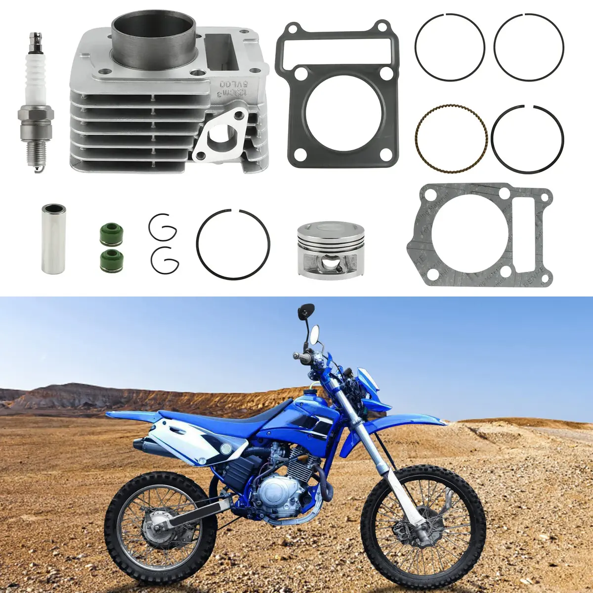 FLYPIG 54mm Cylinder Piston Top End Rebuild Kit for Yamaha TTR125 TTR125E | 125cc Displacement, Durable Aftermarket Replacement - view 7