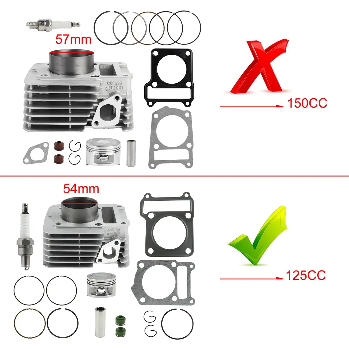 FLYPIG 54mm Cylinder Piston Top End Rebuild Kit for Yamaha TTR125 TTR125E | 125cc Displacement, Durable Aftermarket Replacement - view 3