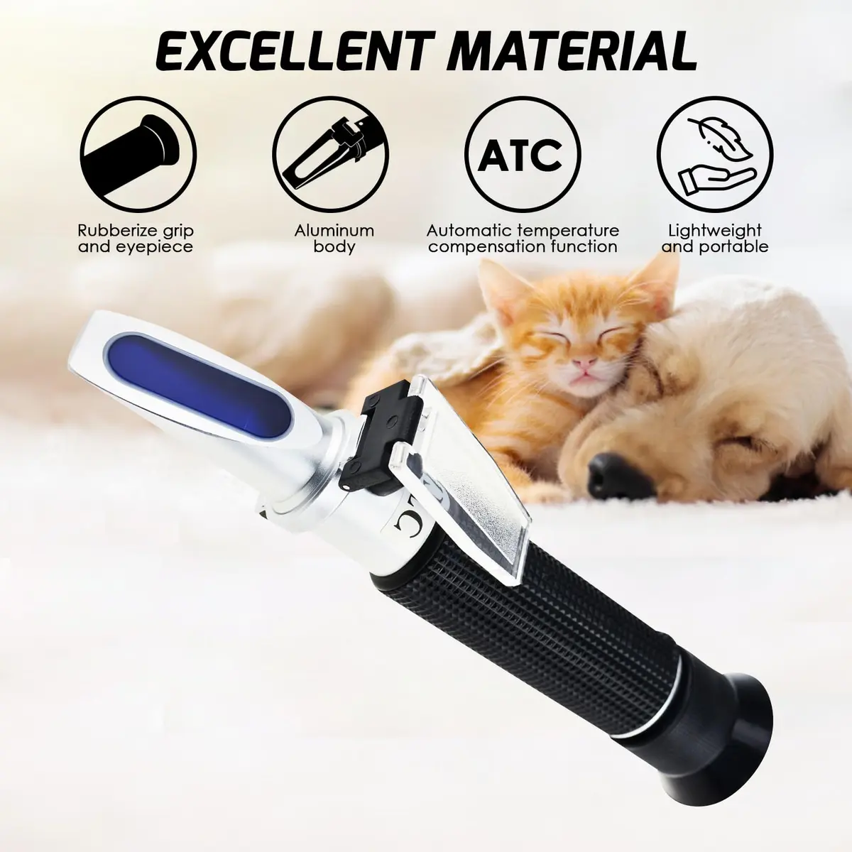 TEKCOPLUS 3-in-1 Animal Clinical Refractometer Urine SG & Serum Protein with ATC 20.5 cm (8.1 in) | Veterinary Health Index Tester - view 2