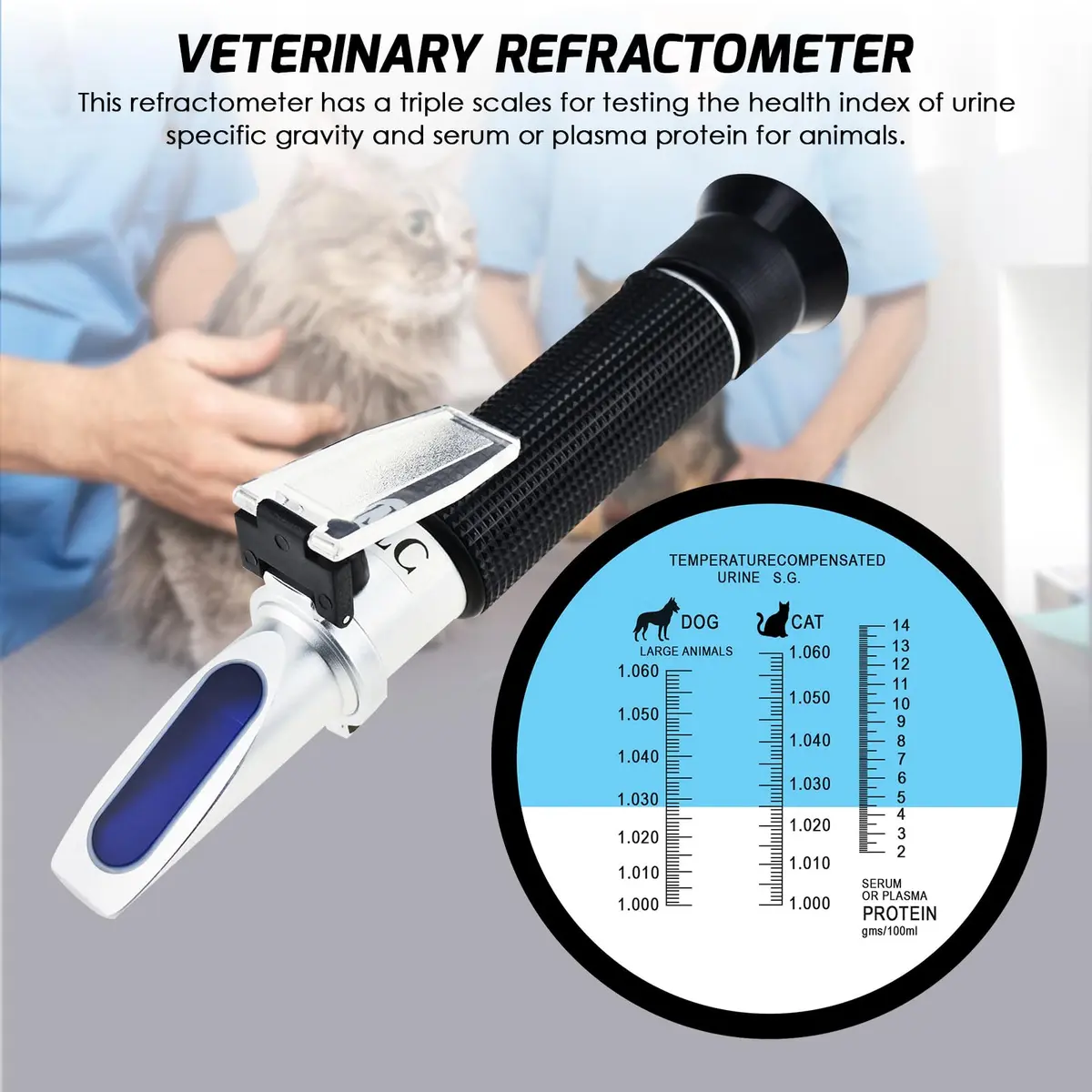 TEKCOPLUS 3-in-1 Animal Clinical Refractometer Urine SG & Serum Protein with ATC 20.5 cm (8.1 in) | Veterinary Health Index Tester - view 4
