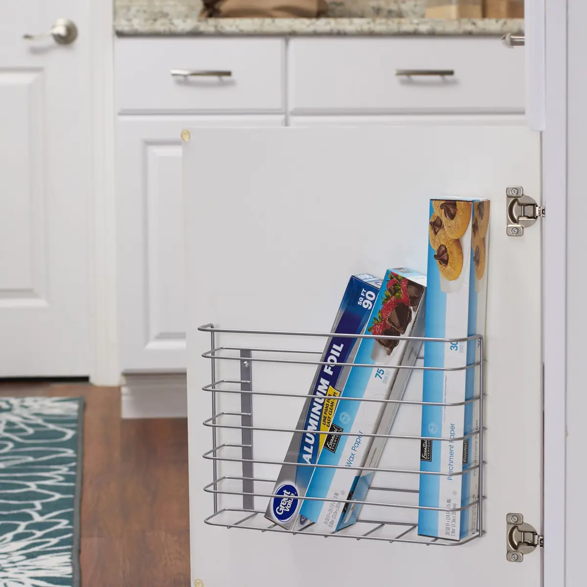 Household Essentials Tall Door Mount Cabinet Organizer with Steel Wire Frame in Nickel Powder Finish, Silver | Versatile Storage Solution (70-120c) - view 5