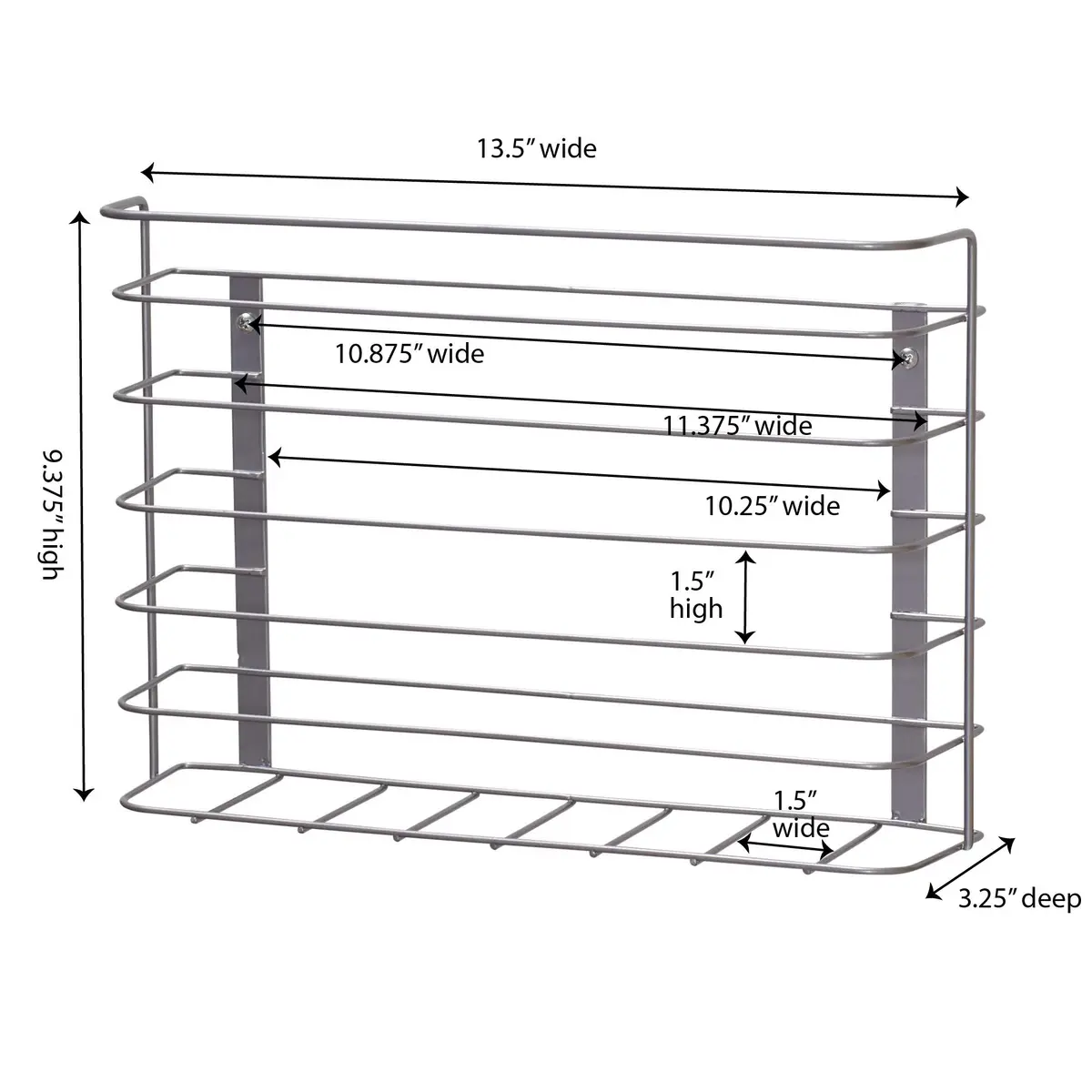 Household Essentials Tall Door Mount Cabinet Organizer with Steel Wire Frame in Nickel Powder Finish, Silver | Versatile Storage Solution (70-120c) - view 2