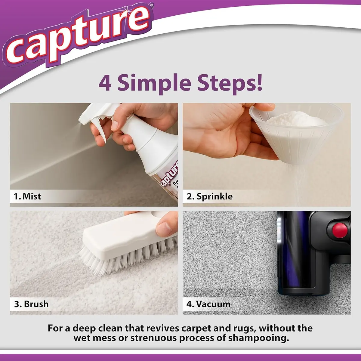 Capture Carpet & Rug Dry Cleaner Powder 3.63 kg (8 lb) | Absorbent Deep Cleaning for Carpets and Upholstery - view 7