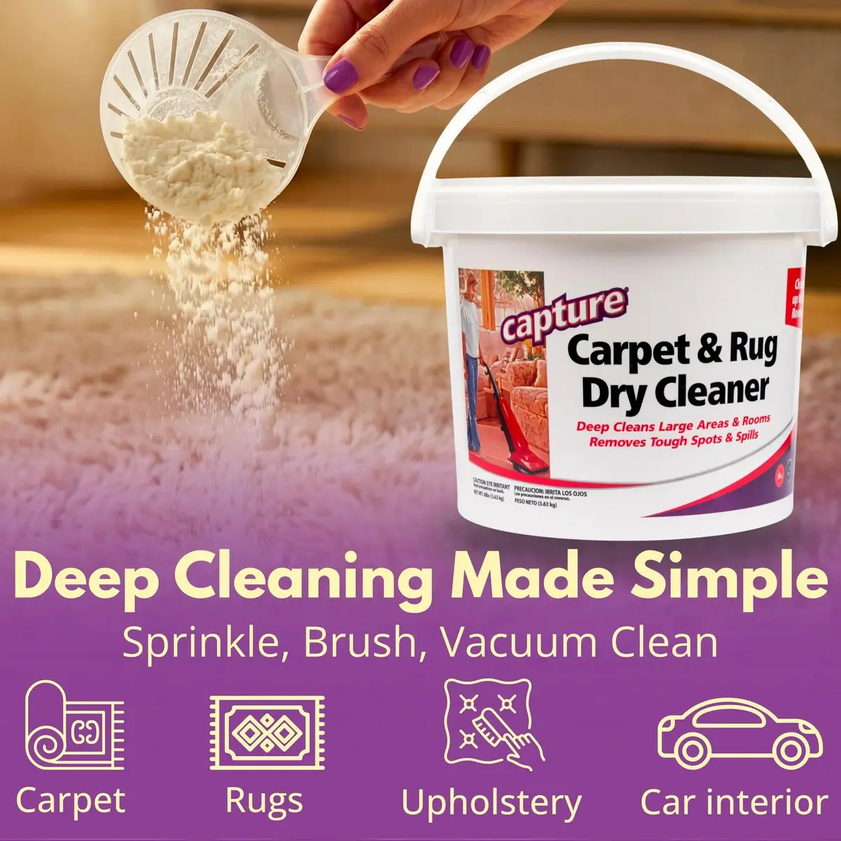 Capture Carpet & Rug Dry Cleaner Powder 3.63 kg (8 lb) | Absorbent Deep Cleaning for Carpets and Upholstery - view 2