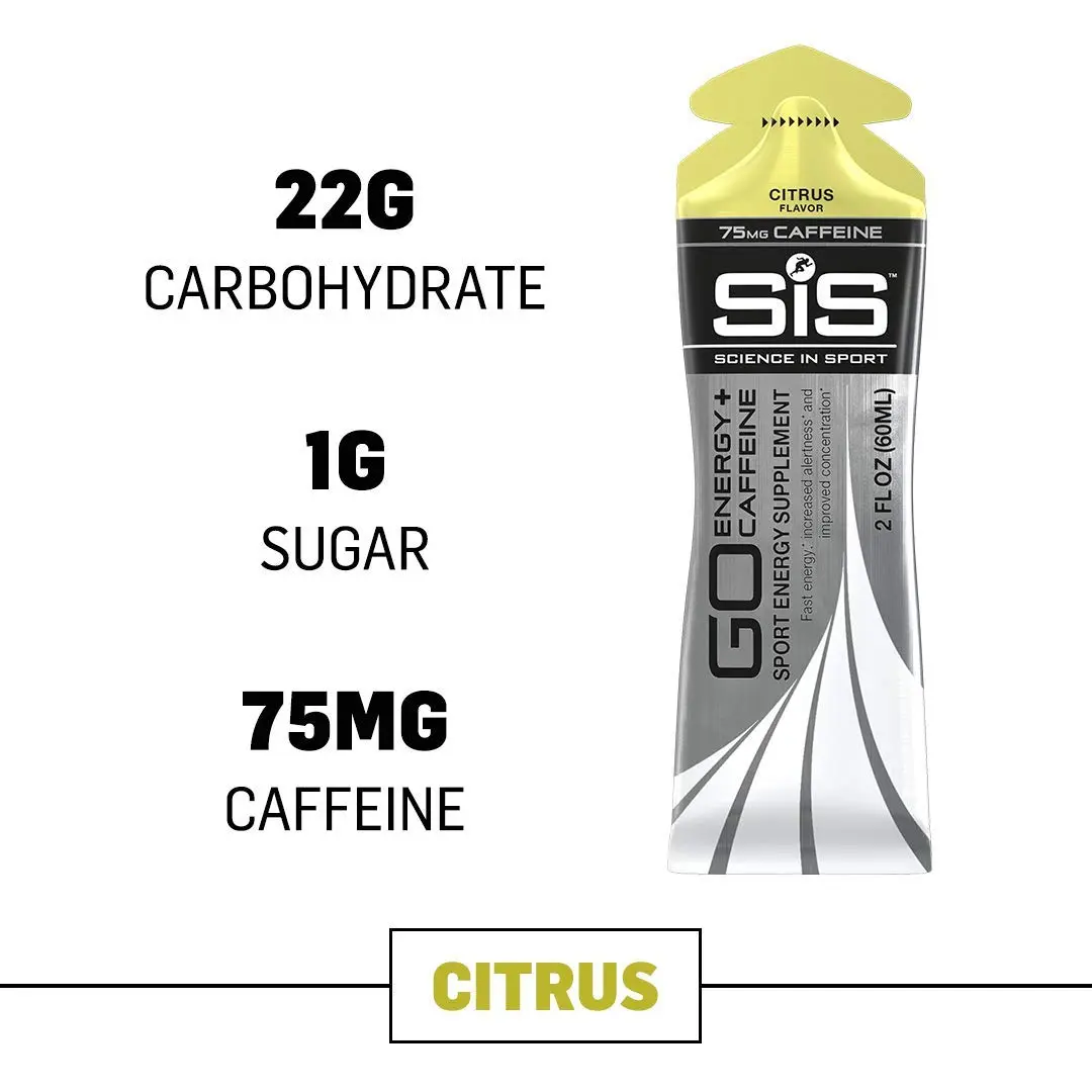 Science in Sport SiS GO Energy + Caffeine Gel, 22g Carbs, 75mg Caffeine, Citrus, 6 Count | Isotonic, Vegan, No Water Needed - view 2