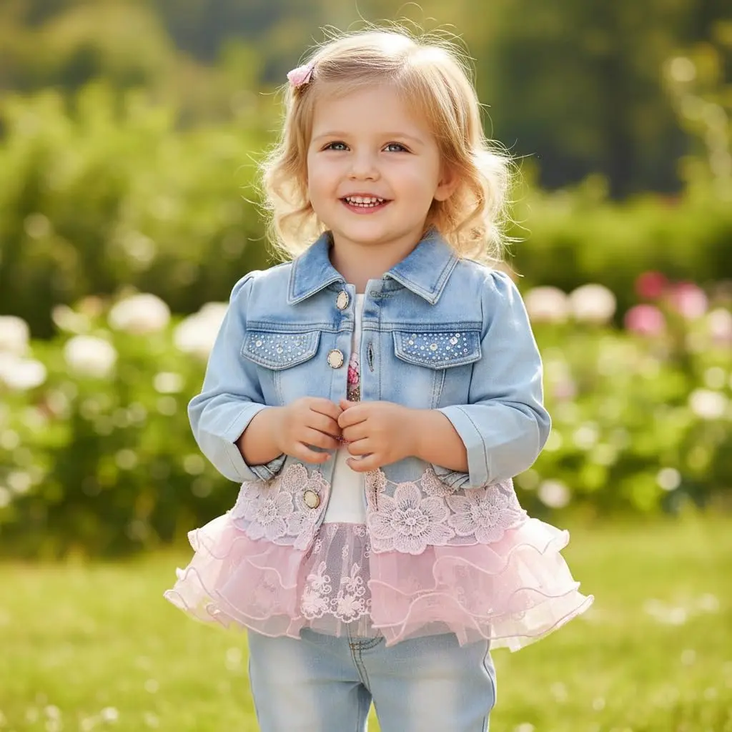 Yao Baby Girls Denim Clothing Sets 3 Pieces | Cotton & Polyester, Comfortable & Stylish (70-120 chars) - view 5