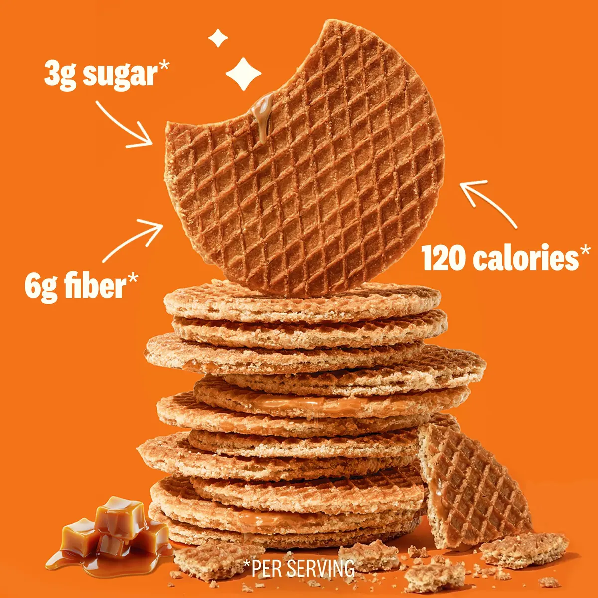 Rip Van Wafels Dutch Caramel & Vanilla Stroopwafels | Low Sugar, Keto Friendly, 12 Count - view 3