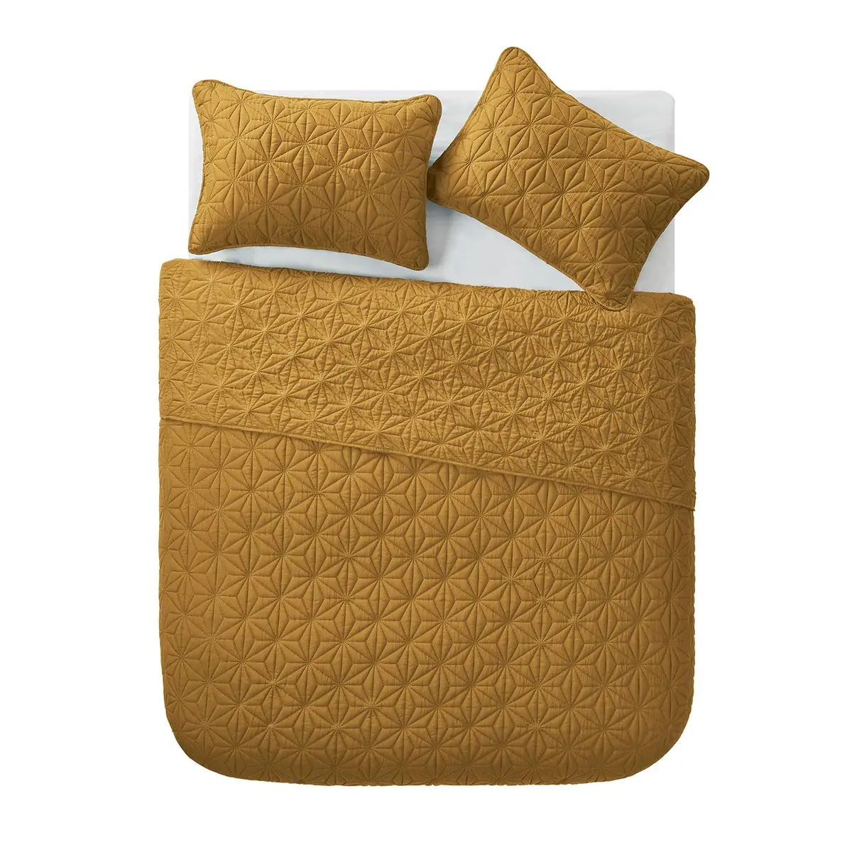 VCNY Home Kaleidoscope Quilt Set, Full/Queen 3-Piece, Gold | Geometric Pattern, Breathable Microfiber - view 3
