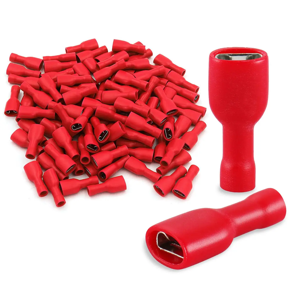 Baomain Fully Insulated Female Spade Terminals 22-16 AWG | Secure, Tin-Plated Copper Connectors - main product image