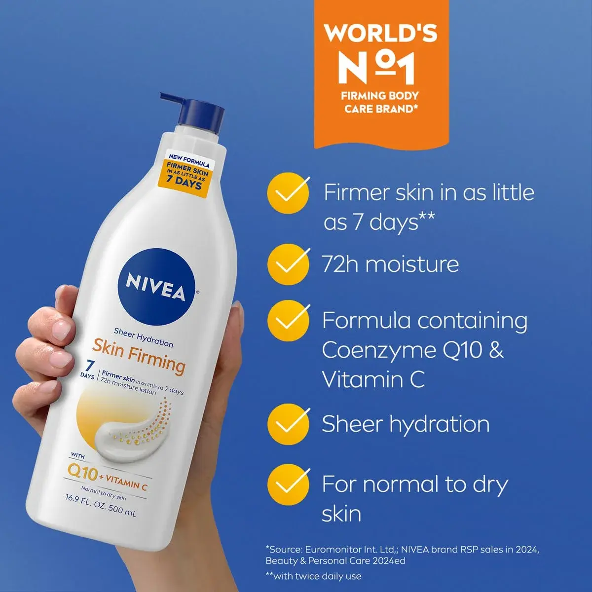 NIVEA Sheer Hydration Skin Firming Body Lotion with Q10 & Vitamin C 500ml (16.9 Fl Oz) | Firms Skin in 7 Days - view 3