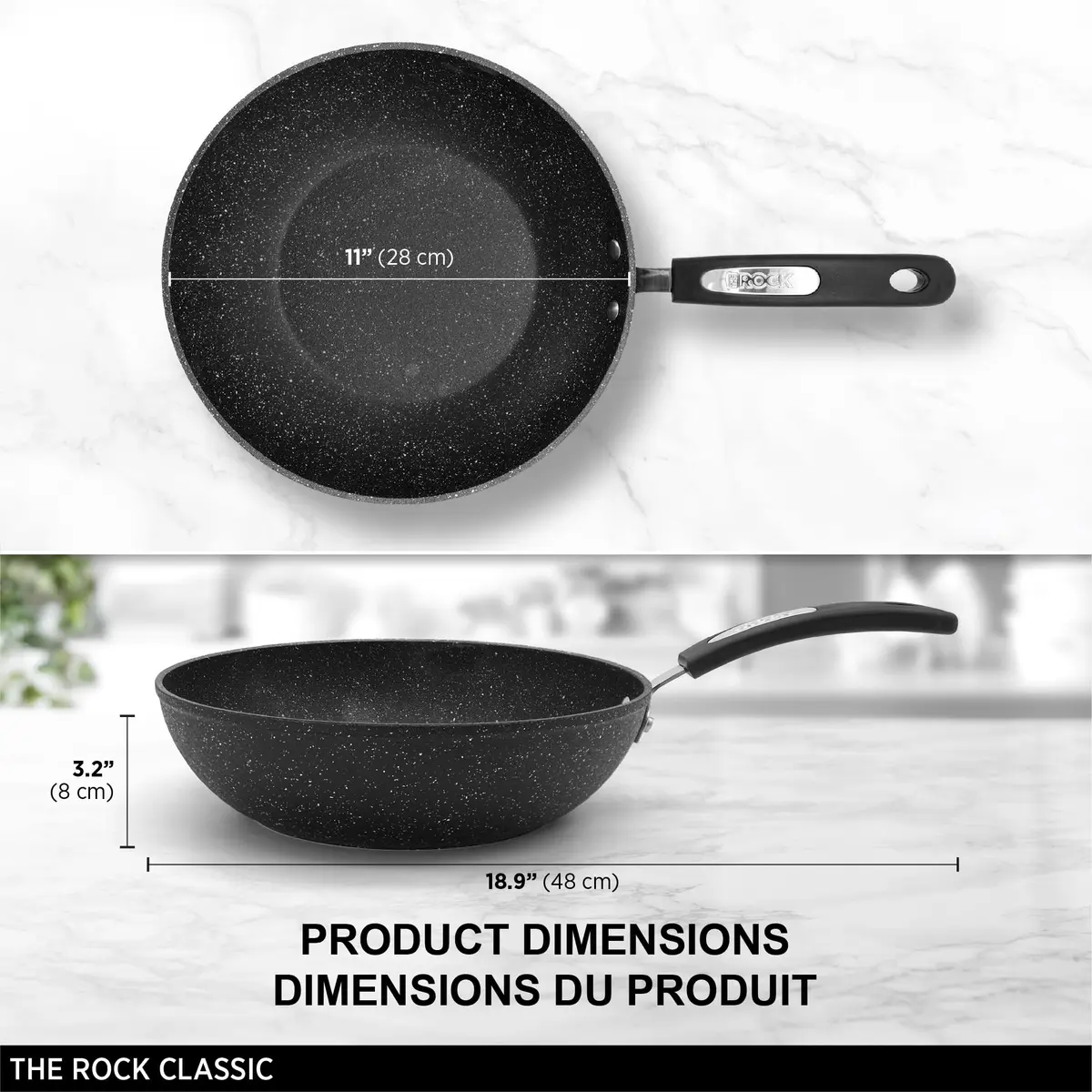 Starfrit The Rock Classic Stir Fry Pan, 28 cm | 3X more durable non-stick coating, scratch resistant, even heat, dishwasher safe - view 6