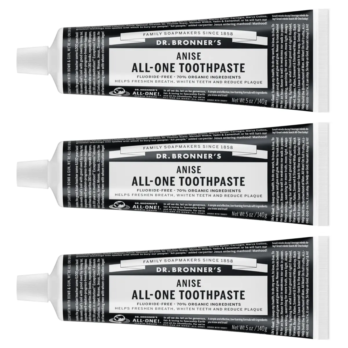 Dr. Bronner's All-One Toothpaste Anise 15oz (444ml) 3-Pack | Fluoride-Free & Vegan - main product image