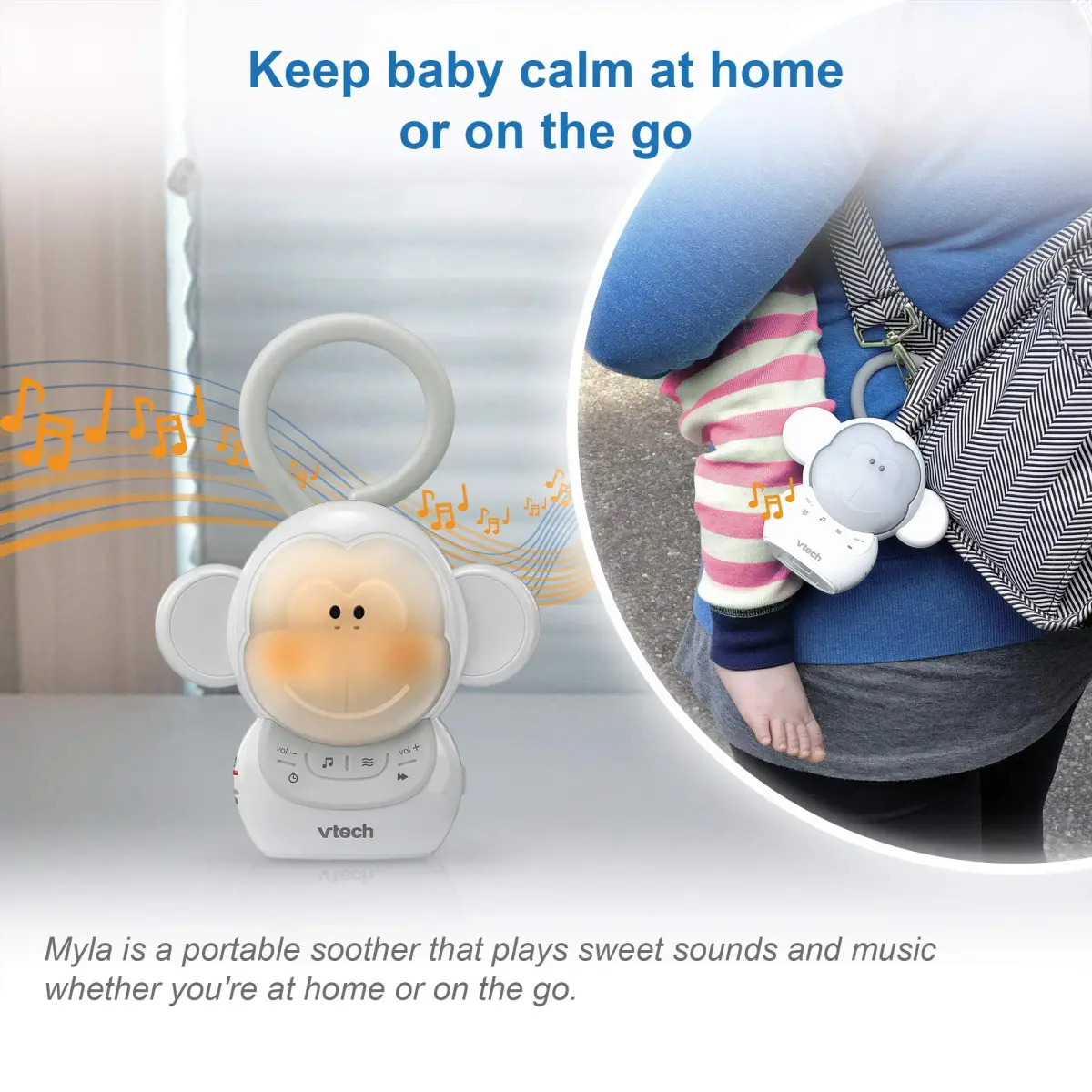 VTech Myla The Monkey Baby Sleep Soother with White Noise Machine | Rechargeable Battery - view 3