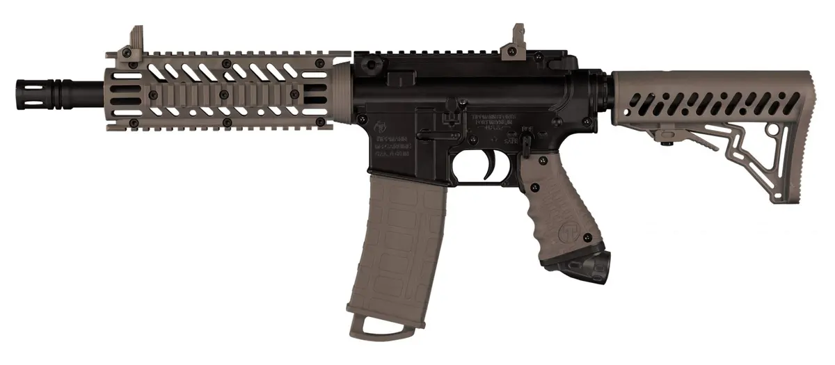 Tippmann TMC Marker Dark Earth (Black/Tan) | Authentic Magfed AR Style Paintball Gun with Dual Feed - view 4