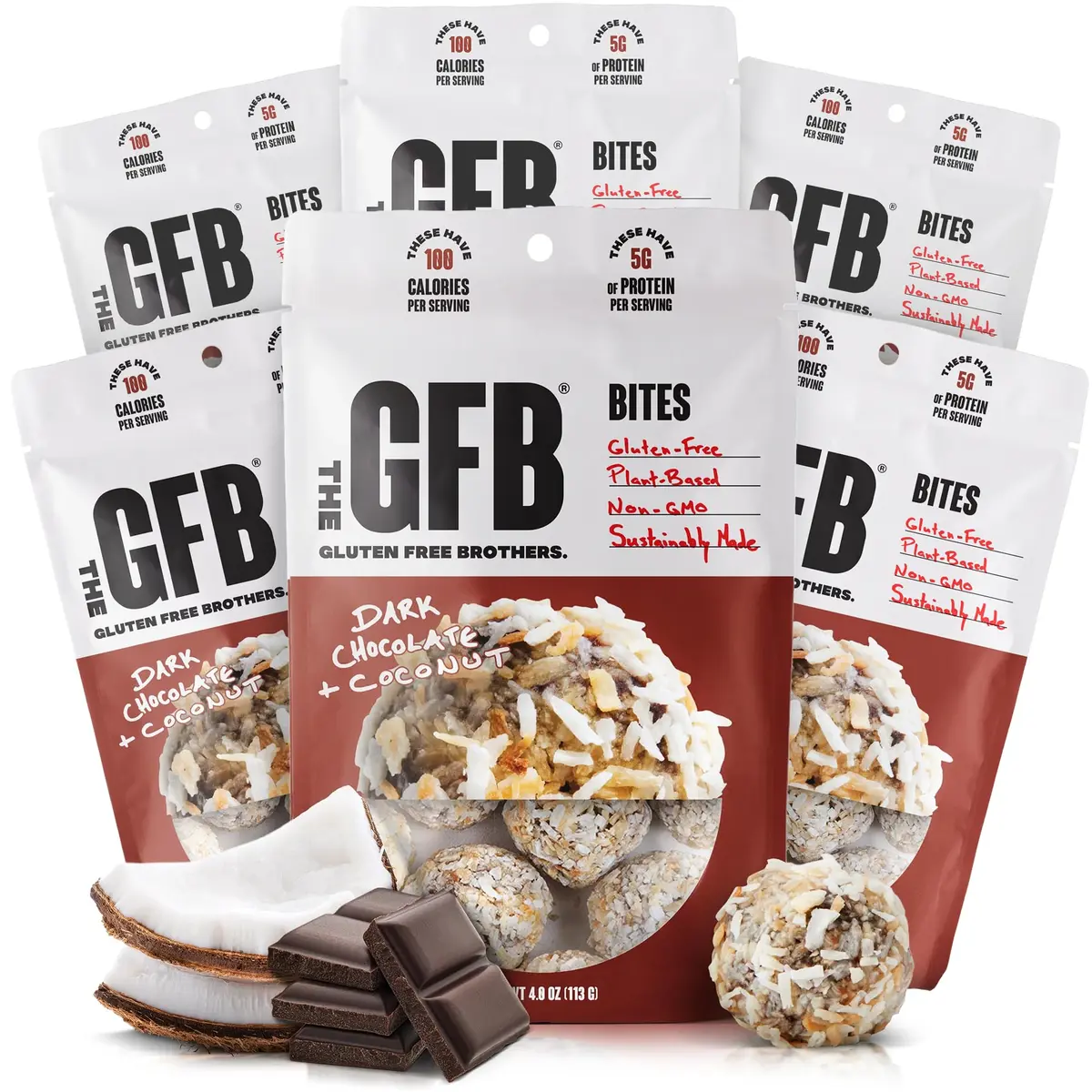 The GFB Dark Chocolate Coconut Protein Bites | Gluten Free, Vegan, Non-GMO, 6 Pack - main product image