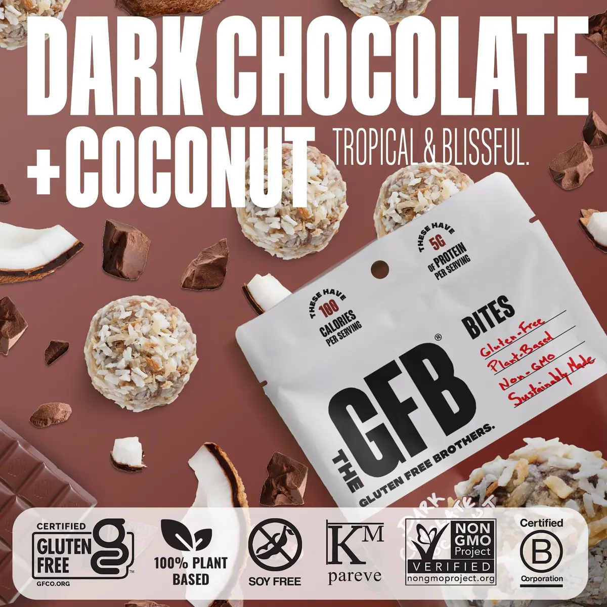 The GFB Dark Chocolate Coconut Protein Bites | Gluten Free, Vegan, Non-GMO, 6 Pack - view 3