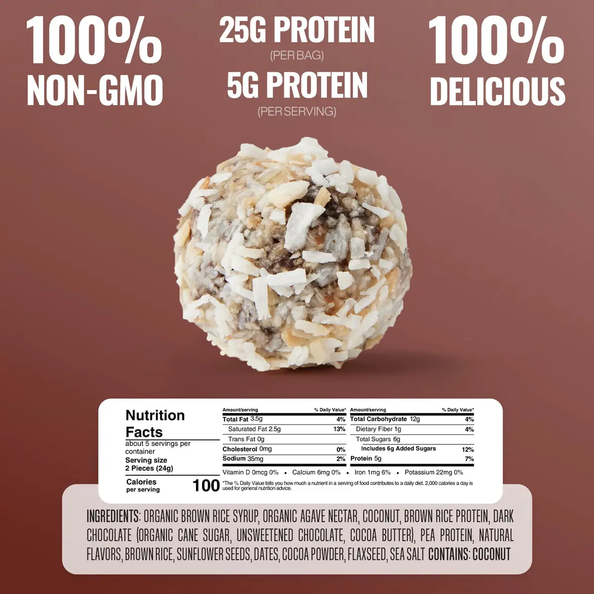 The GFB Dark Chocolate Coconut Protein Bites | Gluten Free, Vegan, Non-GMO, 6 Pack - view 4
