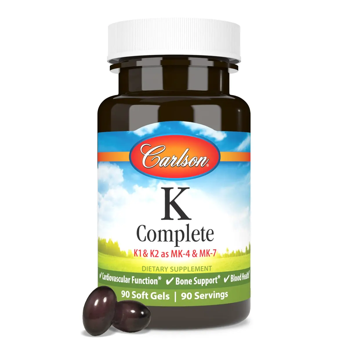 Carlson K Complete Vitamin K-1, K2 as MK-4, 90 Softgels | Supports Bone & Heart Health - view 5