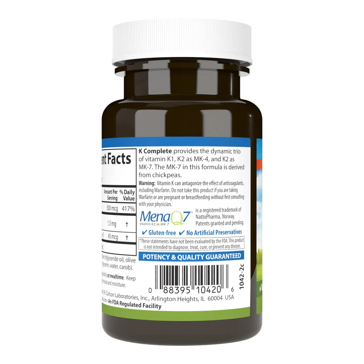 Carlson K Complete Vitamin K-1, K2 as MK-4, 90 Softgels | Supports Bone & Heart Health - view 3