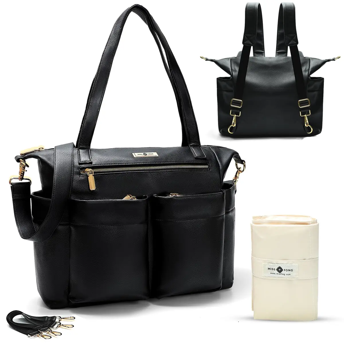 miss fong Diaper Bag Tote Leather Diaper Bag Backpack Pañaleras Para Bebe | Spacious, Stylish & Practical for Moms & Dads - main product image