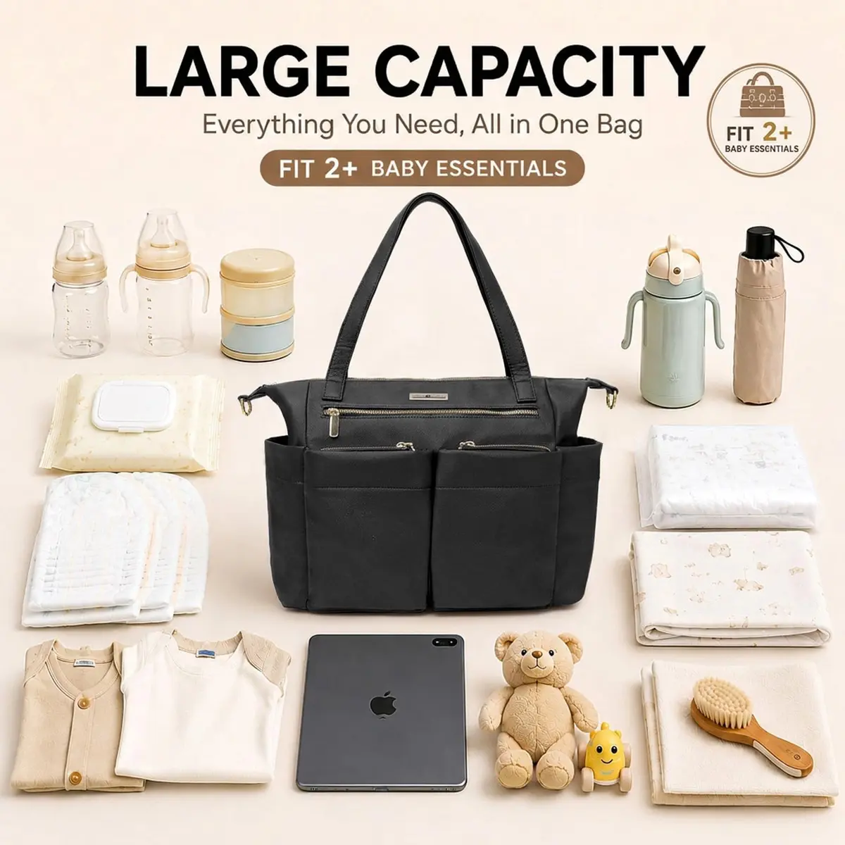 miss fong Diaper Bag Tote Leather Diaper Bag Backpack Pañaleras Para Bebe | Spacious, Stylish & Practical for Moms & Dads - view 7