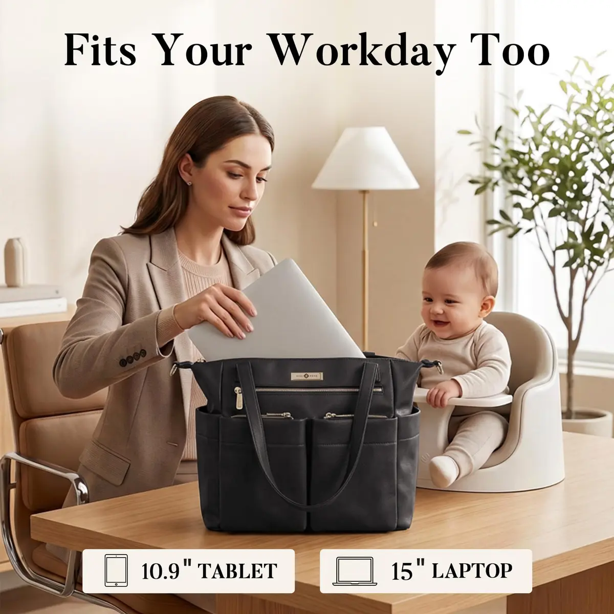 miss fong Diaper Bag Tote Leather Diaper Bag Backpack Pañaleras Para Bebe | Spacious, Stylish & Practical for Moms & Dads - view 8