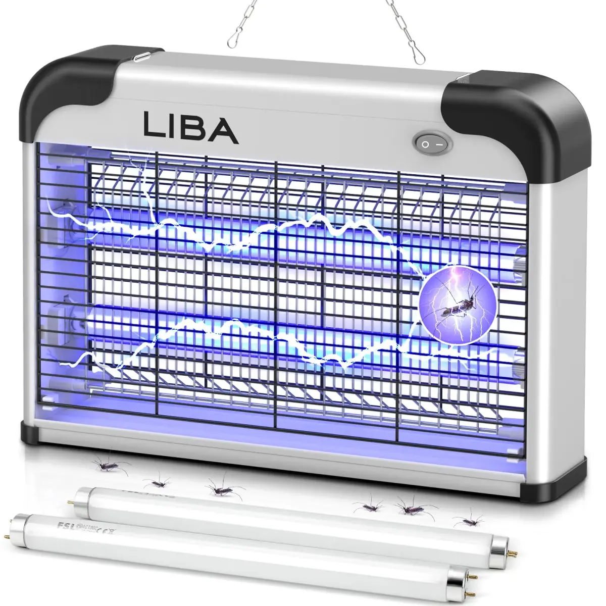LiBa Indoor Bug Zapper 2800V with 2 Extra Replacement Bulbs | Chemical-Free Insect Elimination - main product image