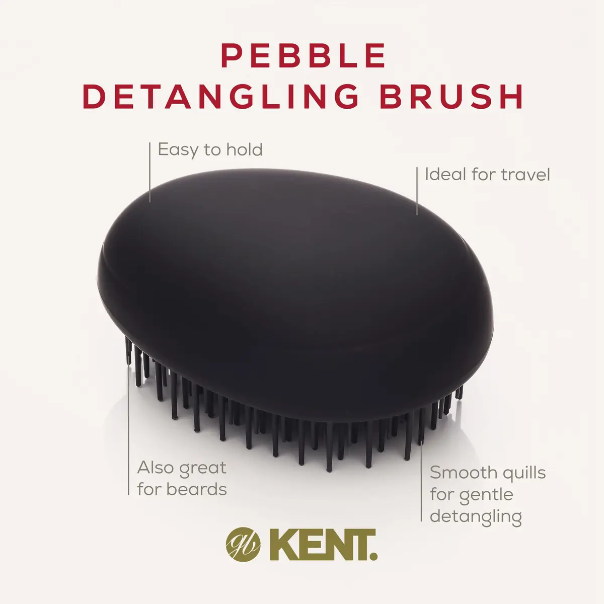 Kent PMB Black Pebble Scalp Massager Shampoo Brush, Travel Size Detangling Brush - Scalp Scrubber for Dandruff and Kids, Hair Brush for Detangler - Shower Hairbrush for Tangles - view 4