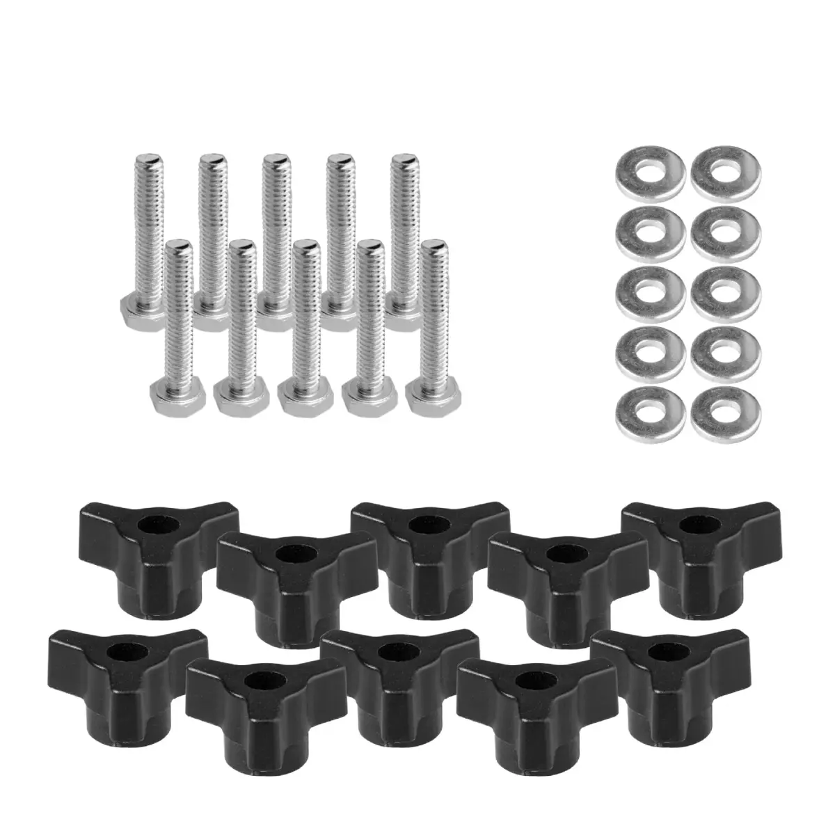 POWERTEC 71068 T Track Knob Kit with 1/4-20 x 1-1/2" Hex Bolts and Washers, Set of 10 | For Woodworking Jigs and Fixtures - main product image