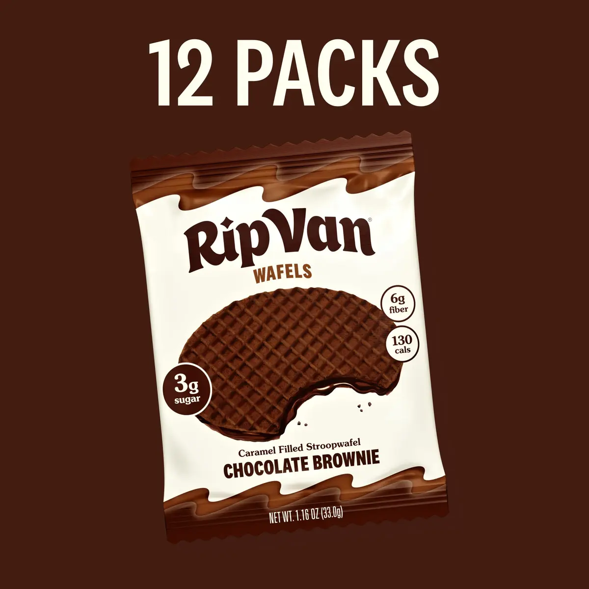 Rip Van Wafels Chocolate Brownie Stroopwafels | Low Sugar, Low Calorie Dutch Snack (1.16 oz, Pack of 12) - view 6