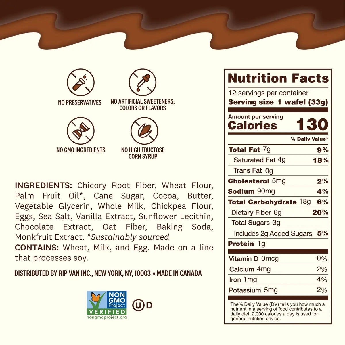 Rip Van Wafels Chocolate Brownie Stroopwafels | Low Sugar, Low Calorie Dutch Snack (1.16 oz, Pack of 12) - view 4