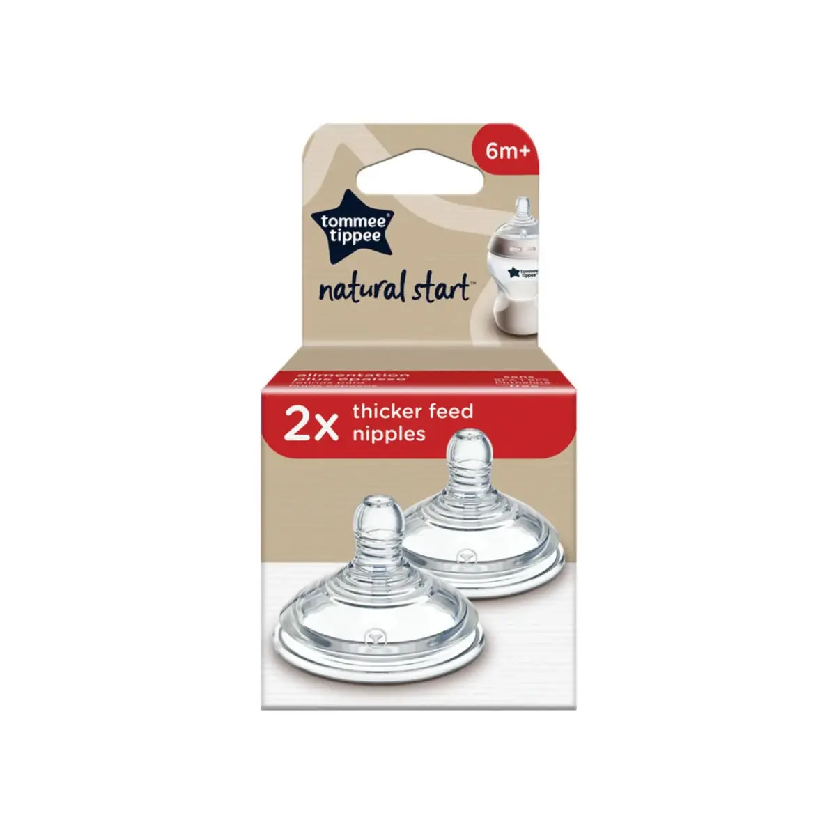 Tommee Tippee Natural Start Bottle Nipples, Thicker Feed, 6m+ (Pack of 2) | Breast-Like Silicone for Natural Latch - view 8
