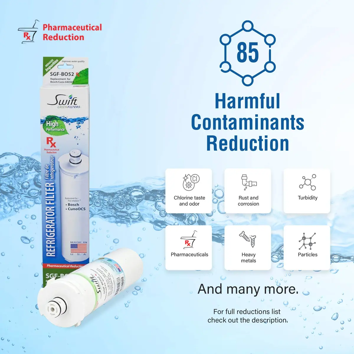 Swift Green Filters SGF-BO52 Rx Compatible Refrigerator Water Filter 2 Pack | NSF Certified, Made in USA - view 6