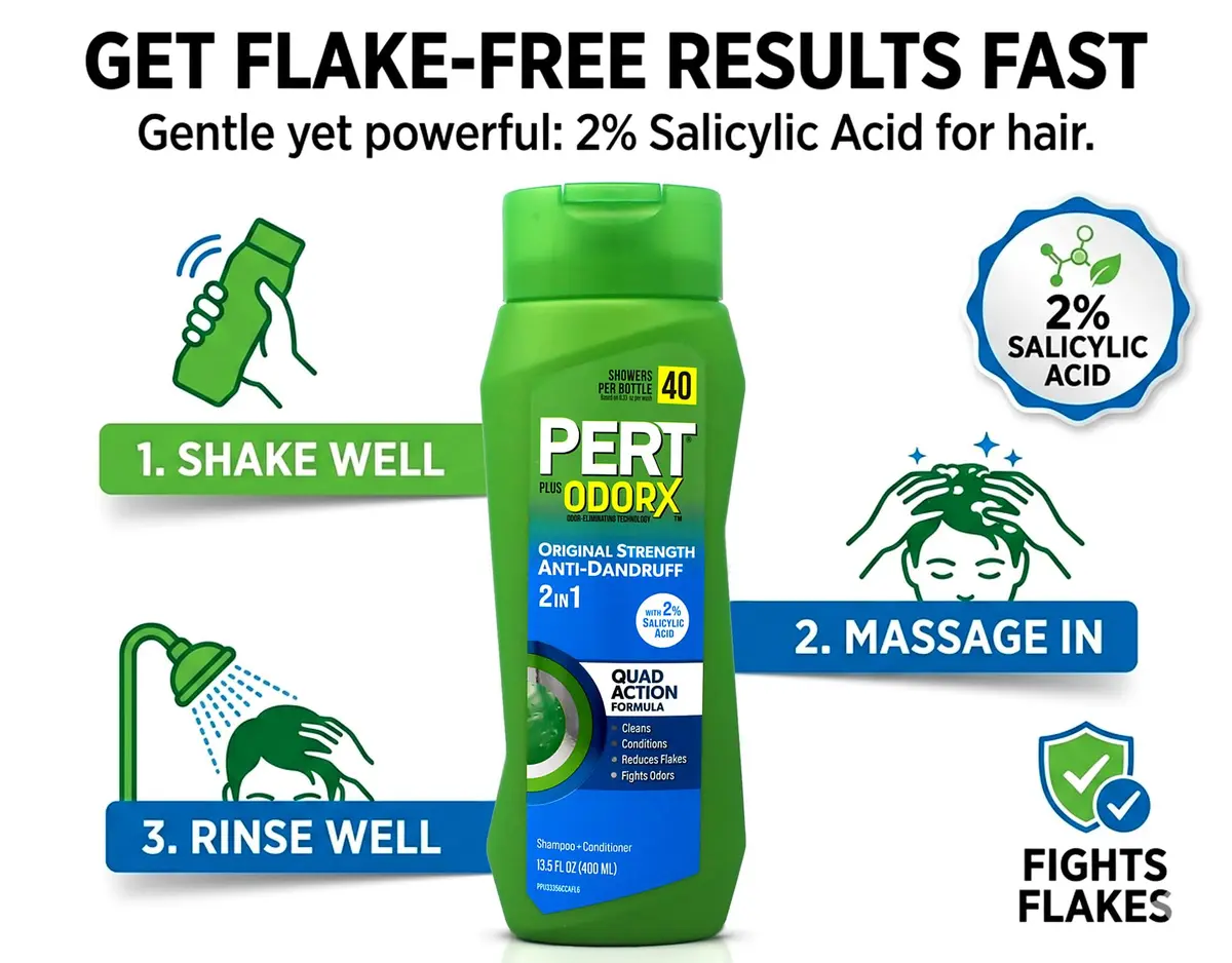 Pert 2 IN 1 Shampoo and Conditioner 13.5 Fl Oz Pack of 6 | Anti-Dandruff, Classic Clean - view 6