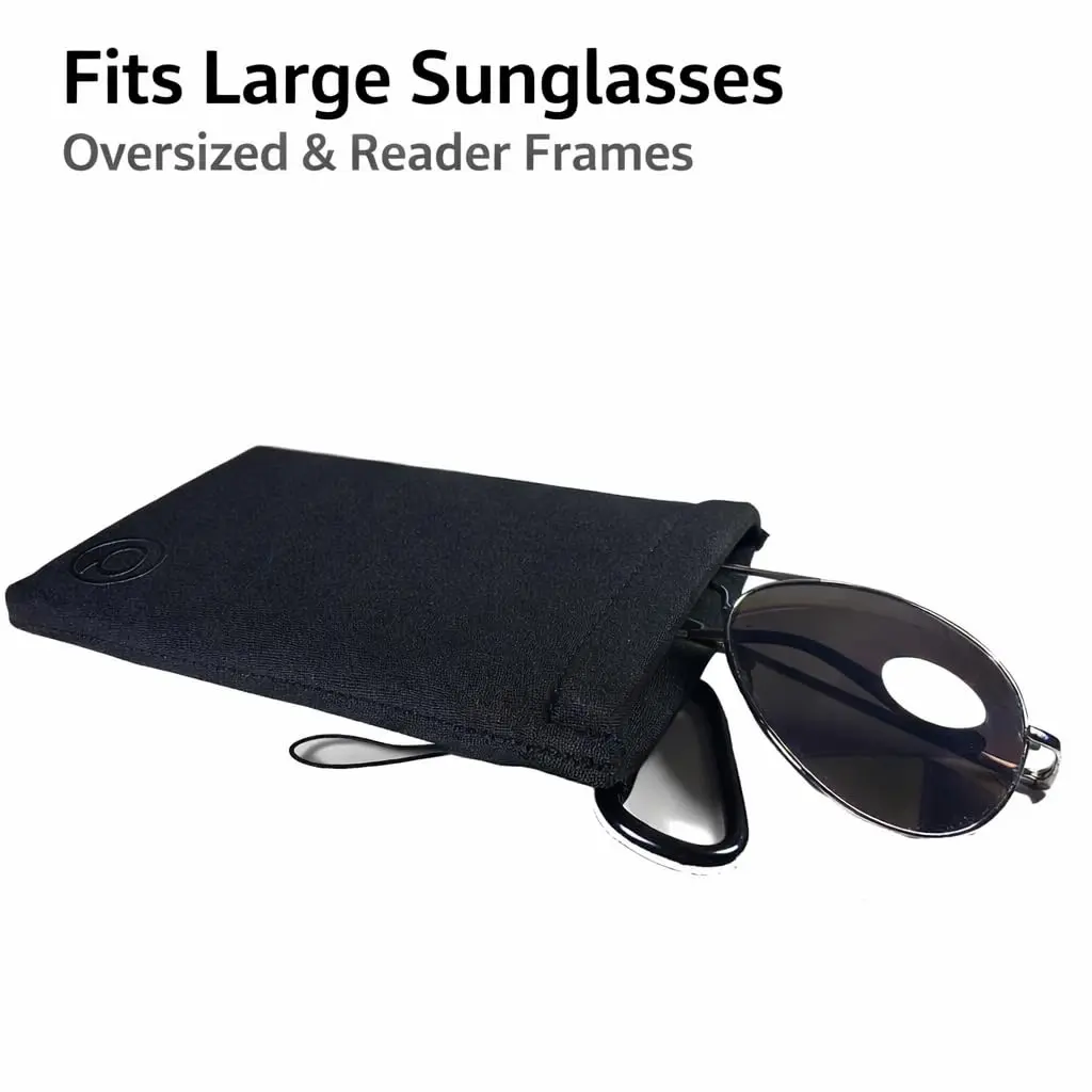 Quintessentialz Neoprene Sunglasses Pouch with Carabiner & Belt Loop | Soft Self-Closing Glasses Case for Large Sunglasses or Phone (One Size) - view 2