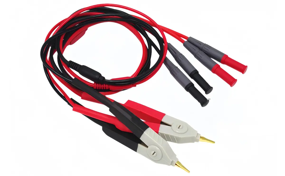 TestHelper LCR Meter Test Leads with 4mm Connectors, 2-Wire/4-Wire Kelvin Clip Probes (Red/Black) | Essential for Low Value Measurements - main product image