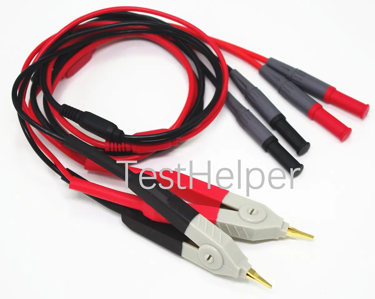 TestHelper LCR Meter Test Leads with 4mm Connectors, 2-Wire/4-Wire Kelvin Clip Probes (Red/Black) | Essential for Low Value Measurements - view 6