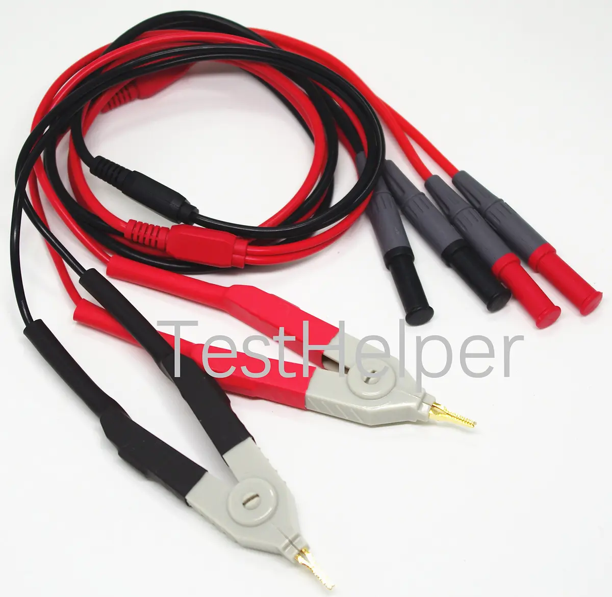 TestHelper LCR Meter Test Leads with 4mm Connectors, 2-Wire/4-Wire Kelvin Clip Probes (Red/Black) | Essential for Low Value Measurements - view 2