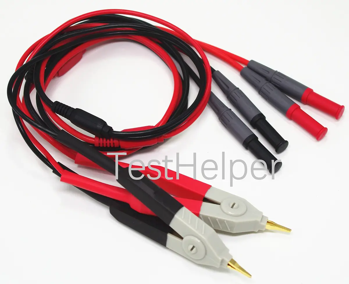 TestHelper LCR Meter Test Leads with 4mm Connectors, 2-Wire/4-Wire Kelvin Clip Probes (Red/Black) | Essential for Low Value Measurements - view 3
