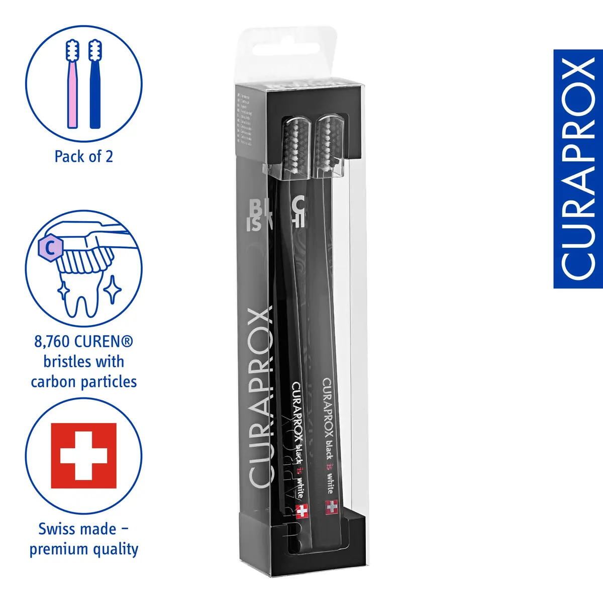 Curaprox Black Toothbrush Duo, 2-Pack | Ultra Soft Bristles for Sensitive Gums - view 2