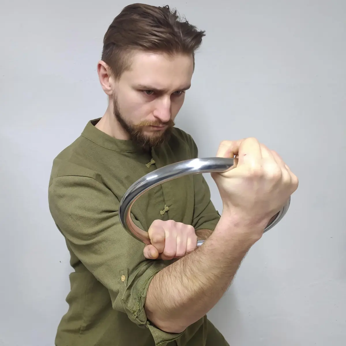 HYOUT Wing Chun Stainless Ring Yewen Sau Sticky Hand Strength Training Tsun Siu Lum Kung Fu Self Defense Gun 21 cm (8.27 inch) - view 4