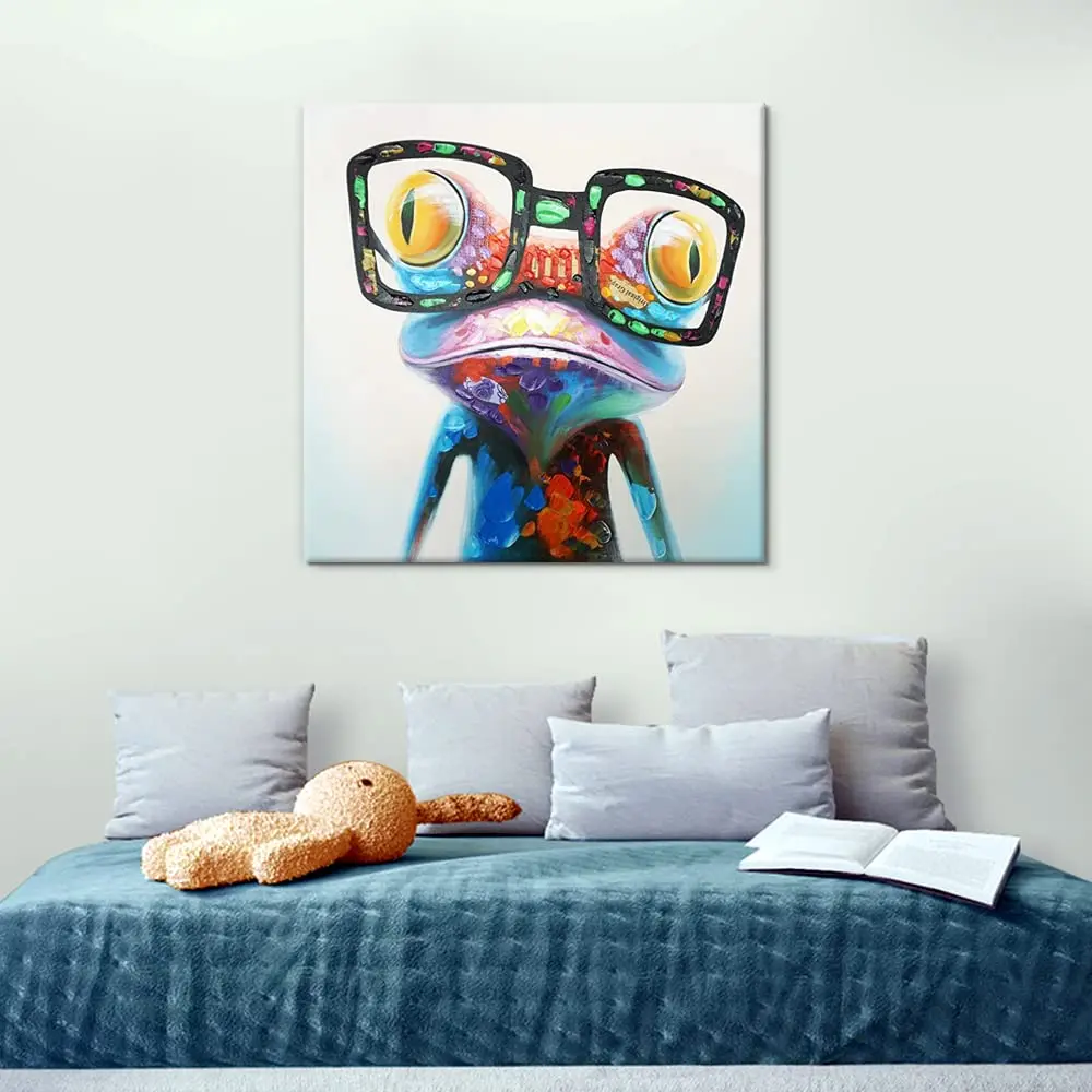 SEVEN WALL ARTS Frog Canvas Wall Art 24"x24" | Colorful Animal Painting for Bedroom, Nursery & Office - view 2