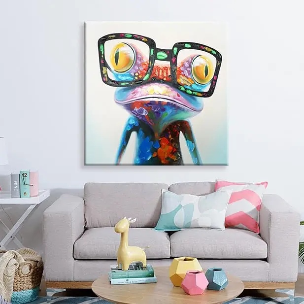 SEVEN WALL ARTS Frog Canvas Wall Art 24"x24" | Colorful Animal Painting for Bedroom, Nursery & Office - view 3