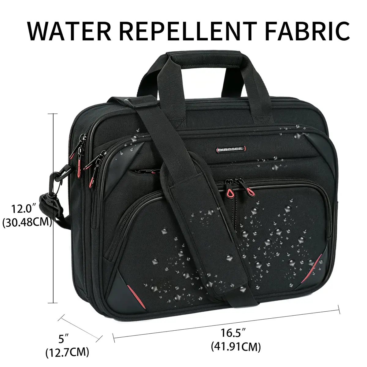 KROSER 15.6 Inch Laptop Briefcase Computer Bag Water-Resistant & Durable | TSA-Friendly, Luggage Strap - view 4