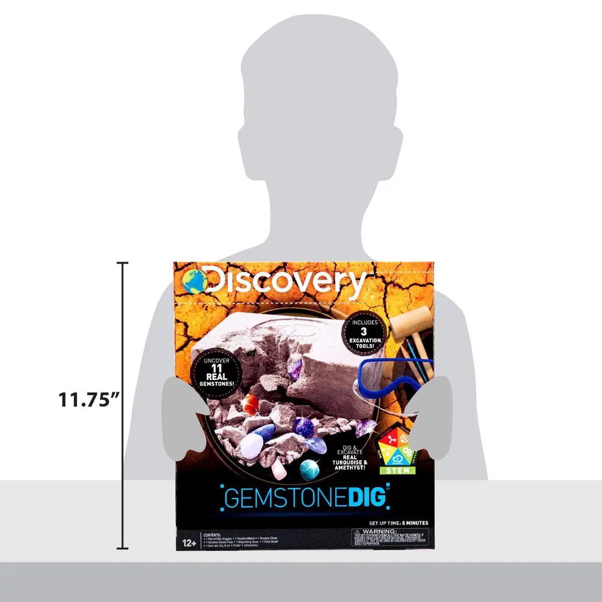 Discovery Kids Gemstone Dig STEM Science Kit | Excavate & Reveal 11 Real Gemstones (1.0 lb / 0.45 kg) - view 5